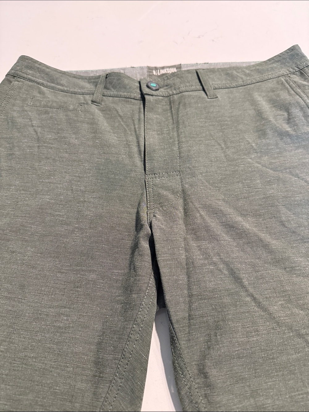 Linksoul Green Flat Front Shorts Lightweight Casual